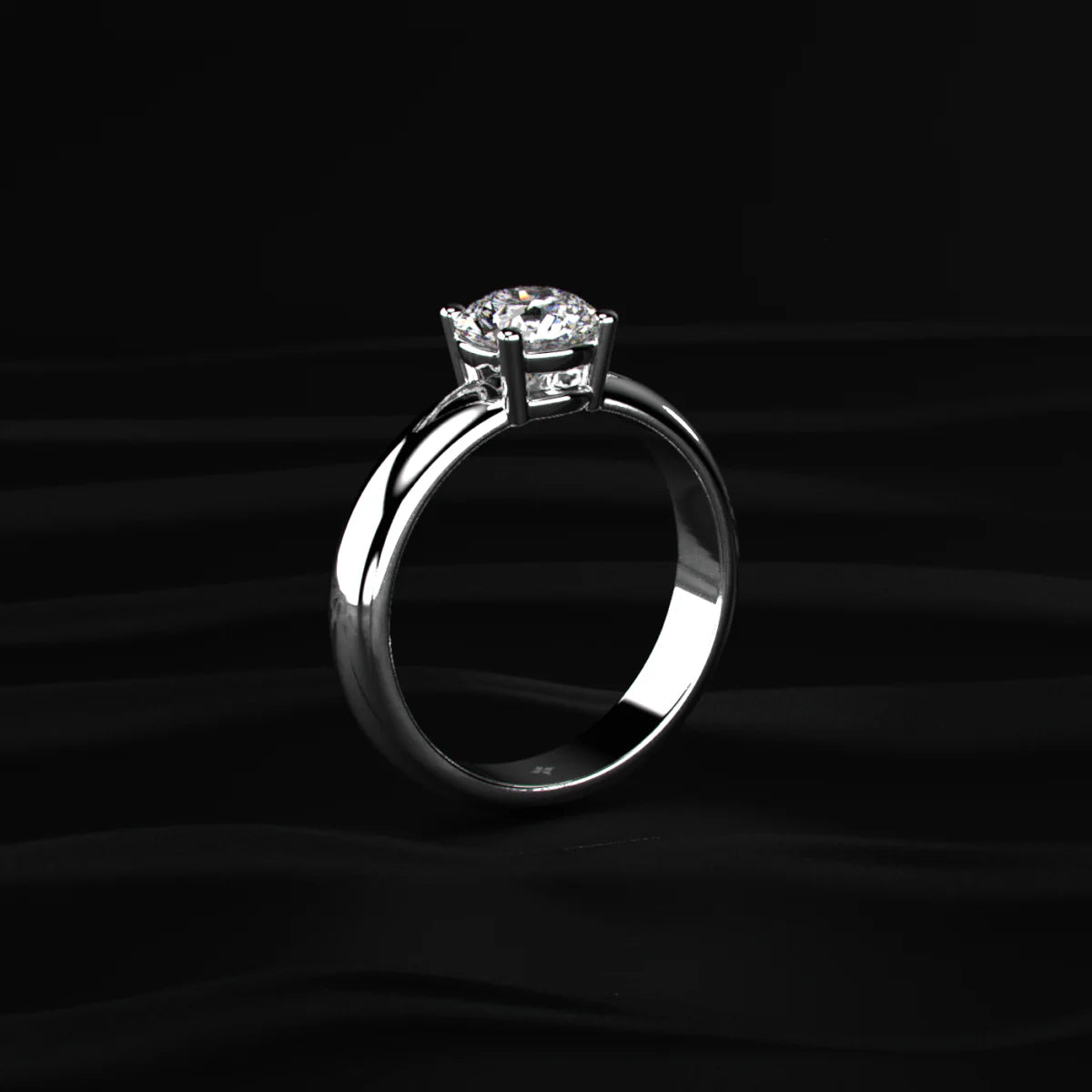 Round Solitaire Engagement Ring For Men | Classic Round-Cut Solitaire Ring in Sterling Silver