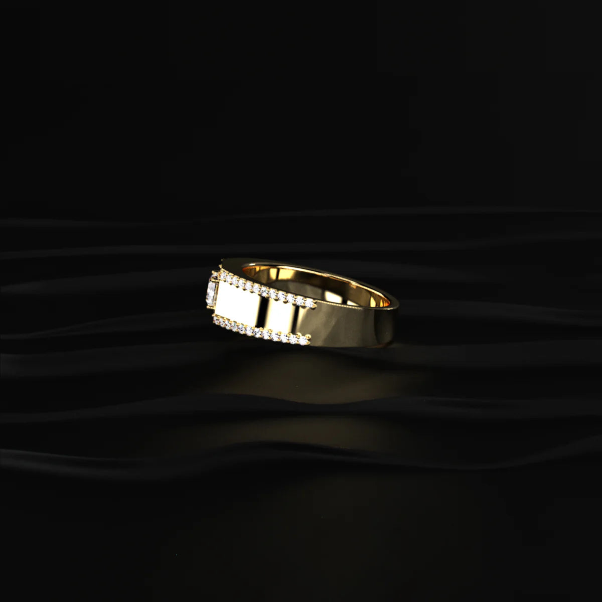 Radiant Solitaire Men's Ring With Accent Stone | Luxury Gold Radiant -Cut Halo Men's Ring