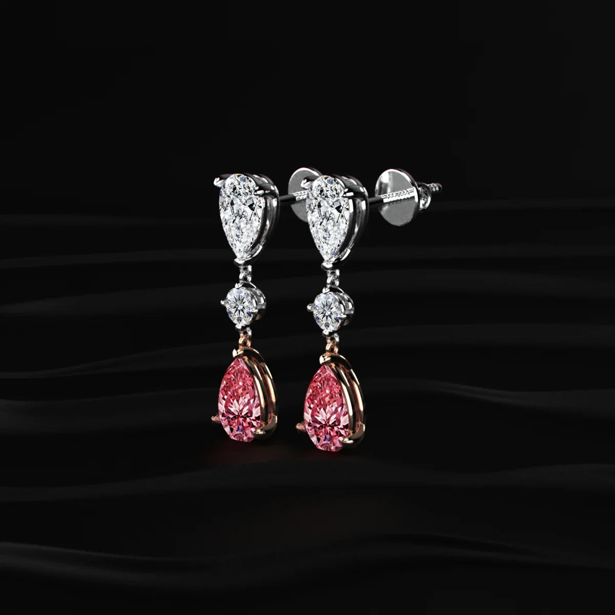 Sakura Pear shaped Pink Diamond Drop Earrings | Gifts for Women and Girls