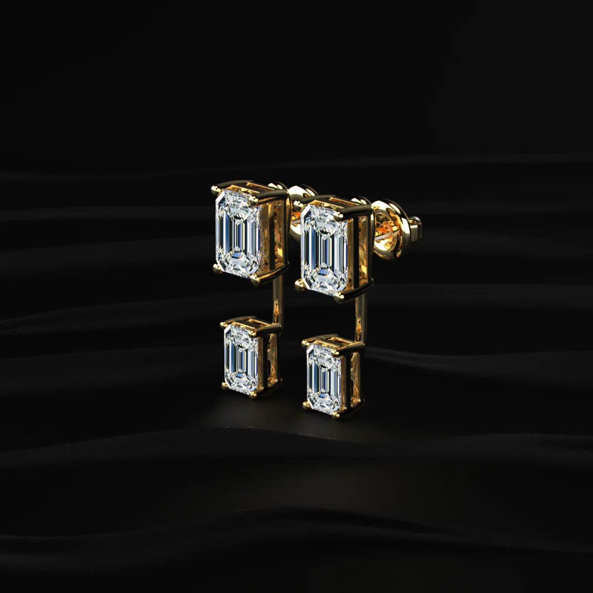 2 in 1 Dual Emerald Solitaire Stud & Ear Jacket | Gifts for Women and Girls