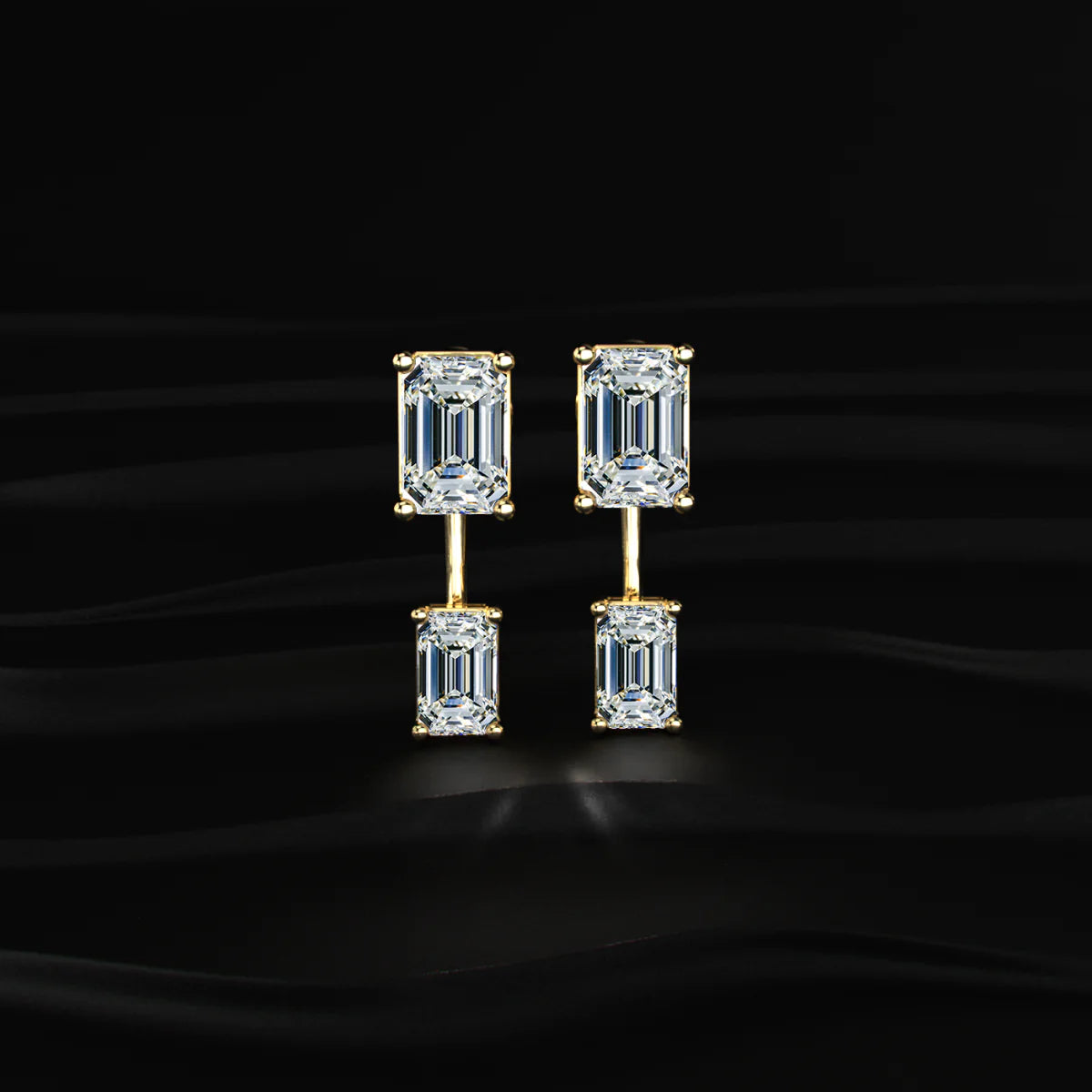 2 in 1 Dual Emerald Solitaire Stud & Ear Jacket | Gifts for Women and Girls