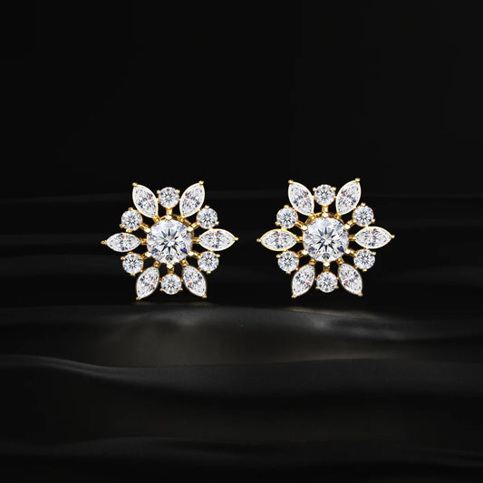 Round and Marquise Cluster Diamond Earring | Gifts for Women and Girls