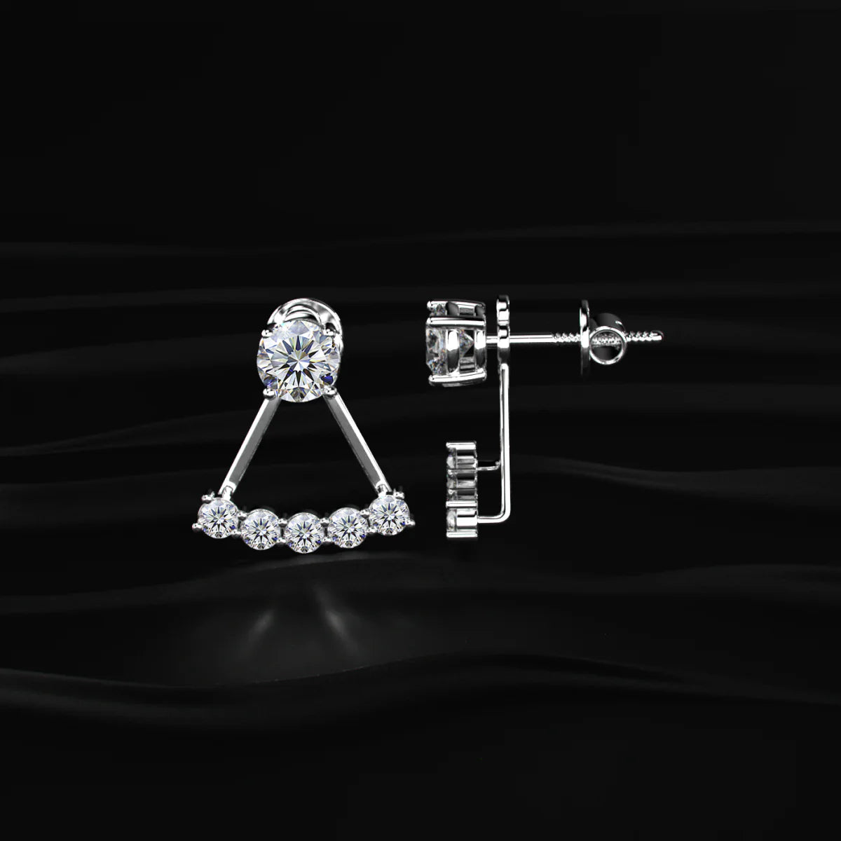 2 in 1 Round Diamond Ear Jacket Earring | Gifts for Women and Girls