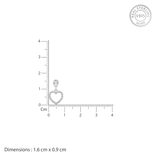 925 Silver Small Heart Drop Earrings Danglers studs | Gifts for Women & Girls