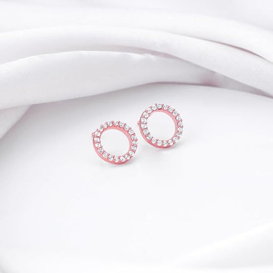 25 Silver Rose Gold Plated Connected for Life Earrings| studs to Gift Women & Girls