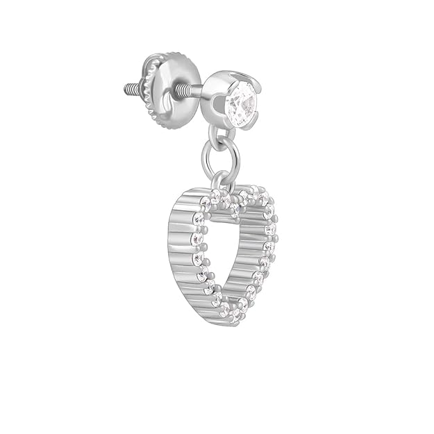 925 Silver Small Heart Drop Earrings Danglers studs | Gifts for Women & Girls