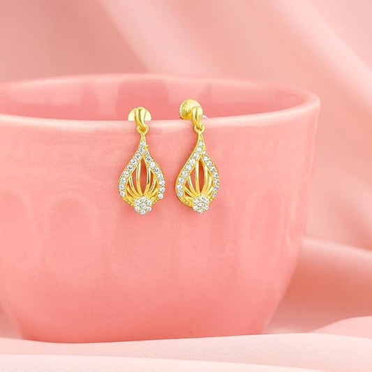 925 Silver Golden Glint Earrings| Drops to Gift Women & Girls | With Certificate of Authenticity and 925 Stamp