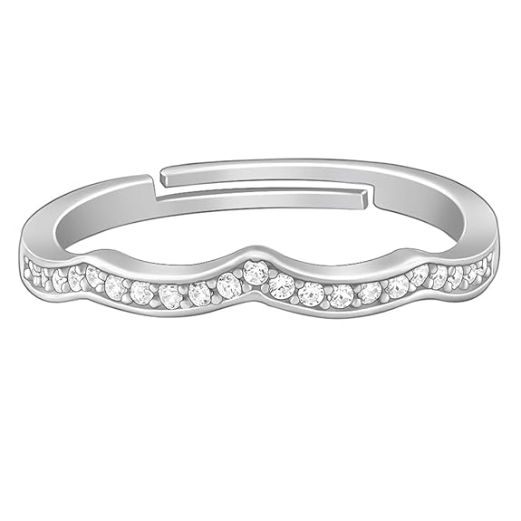 925 Silver Curvy Wave Ring, Adjustable | Gifts for Women and Girls