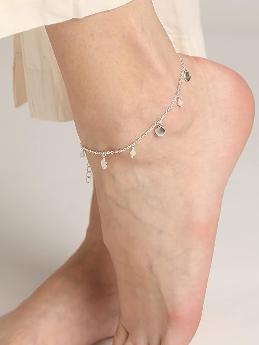 925 Sterling Silver Anklet Payal (Single) | Adjustable Chain | Gift for Women and Girls