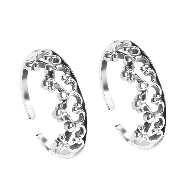 925 Sterling Silver Toe Rings Pair | Size Adjustable | Gift for Women and Girls