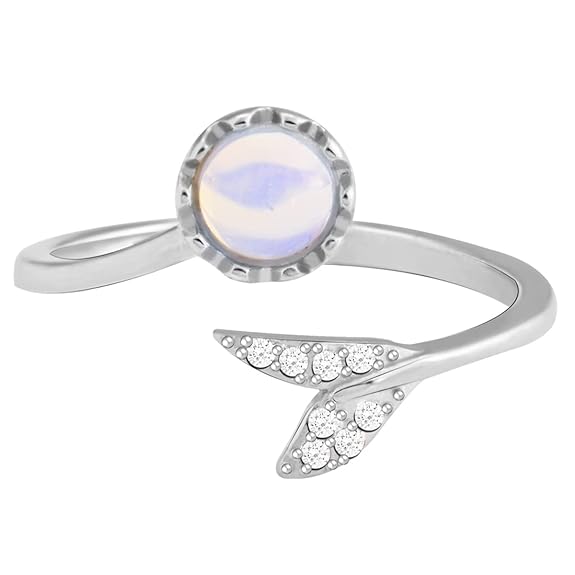 925 Silver Silver Moonstone Visionary Ring, Adjustable