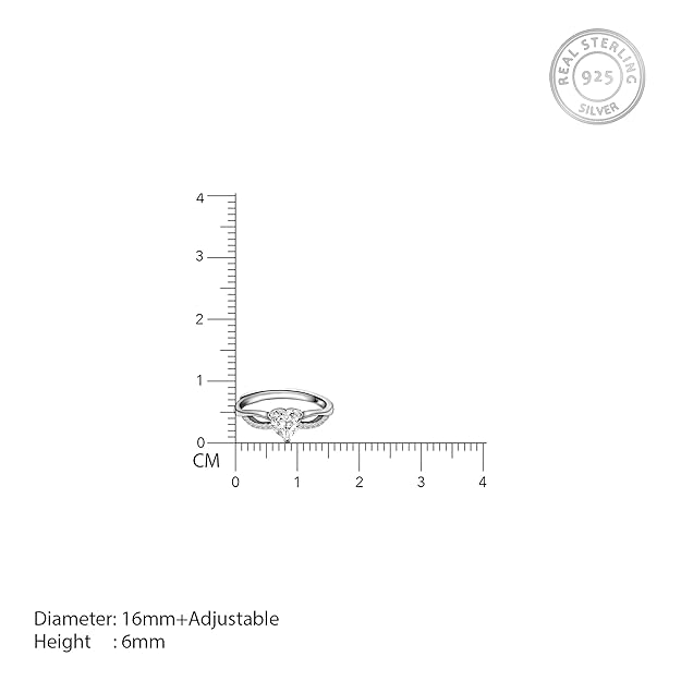 925 Sterling Silver Heart-Cut Diamond Solitaire Ring