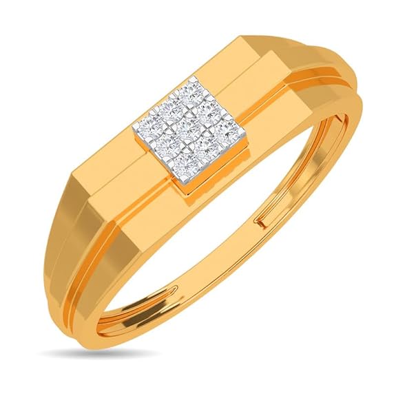 Men’s Gold Rectangular Diamond Cluster Ring | Gift for Men and Boys
