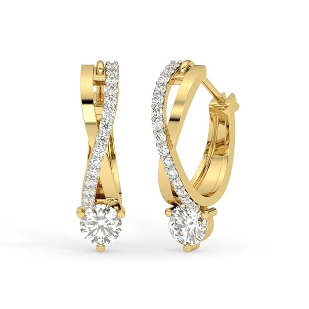 925 Sterling Silver Twisted Hoop Bali Earrings | Gold Rhodium Plated, Swiss Zirconia | Gift for Women & Girls