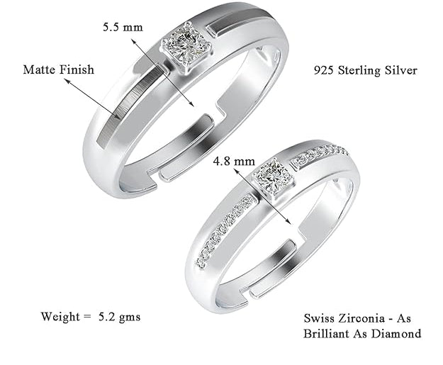 925 Sterling Silver Nario Adjustable Couple Band, Promise Rings for Lovers | Gift for Men and Women