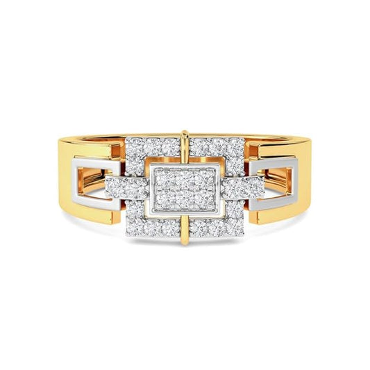 Men’s Dual-Tone Geometric Pavé Ring | Gift for Men & Boys