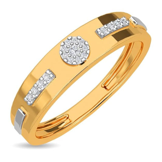 Men’s Gold-Tone Circle & Bar Diamond Accent Ring  | Gift for Brother, Husband | Gift for Men & Boys