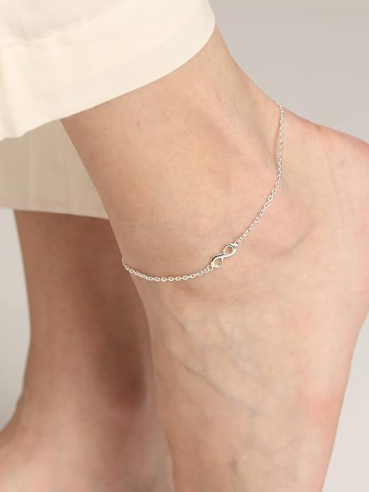 925 Sterling Silver Anklet Payal (Single) | Adjustable Chain | Gift for Women and Girls