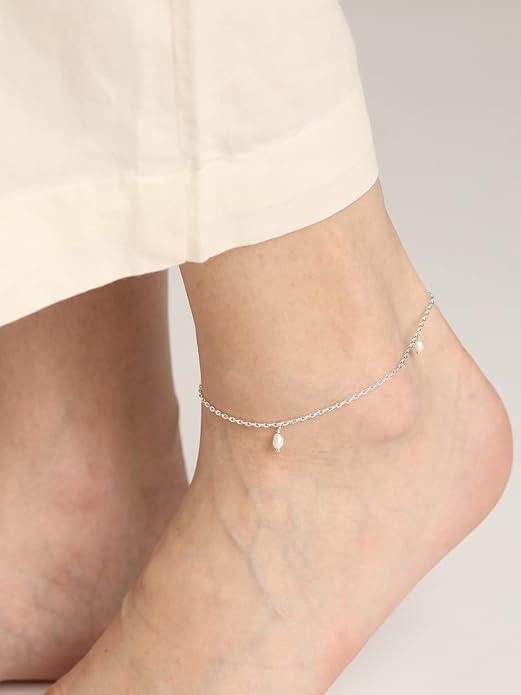 925 Sterling Silver Anklet Payal (Single) | Adjustable Chain | Gift for Women and Girls
