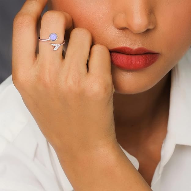 925 Silver Silver Moonstone Visionary Ring, Adjustable