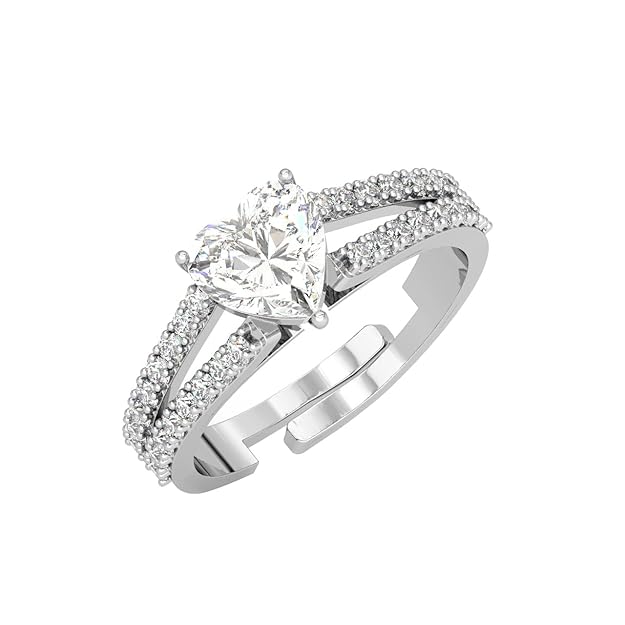925 Sterling Silver Solitaire Finger Ring with Adjustable Band | Cubic Zirconia