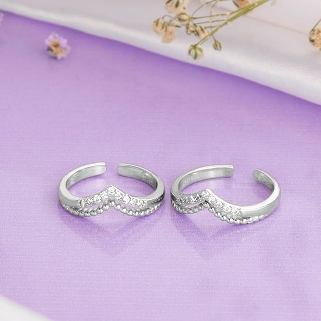 925 Sterling Silver Toe Rings Pair | Size Adjustable | Gift for Women and Girls