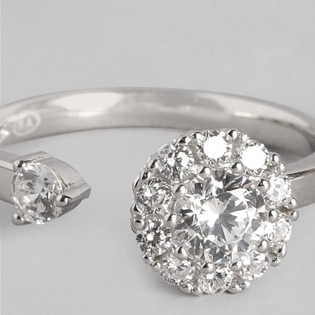 925 Sterling Silver Ring | Elegant Open Halo Ring in Silver Finish
