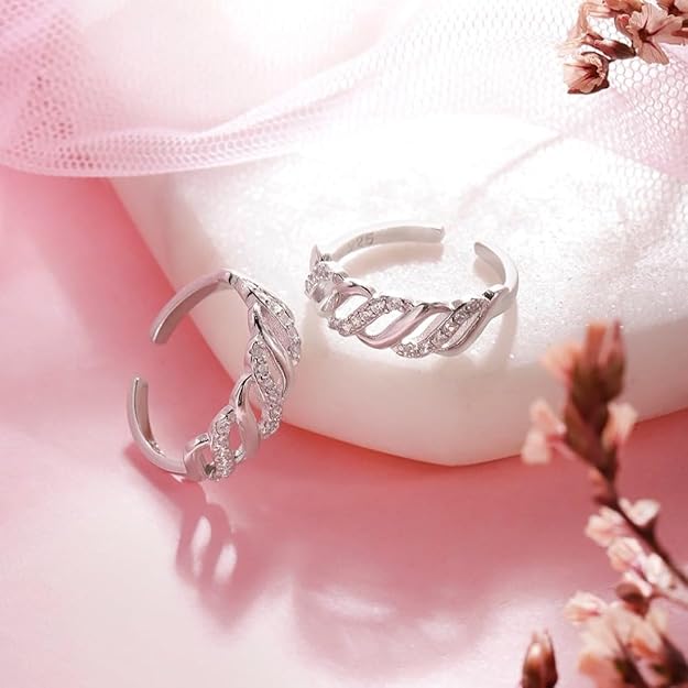 925 Sterling Silver Toe Rings Pair | Size Adjustable | Gift for Women and Girls