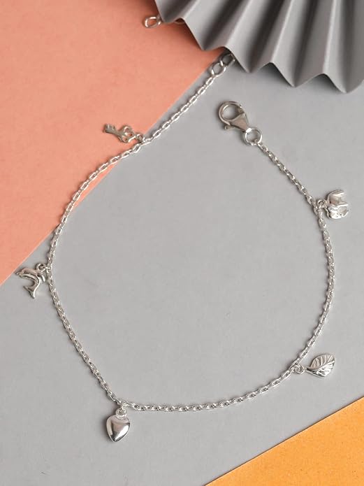 925 Sterling Silver Anklet Payal (Single) | Adjustable Chain | Gift for Women and Girls