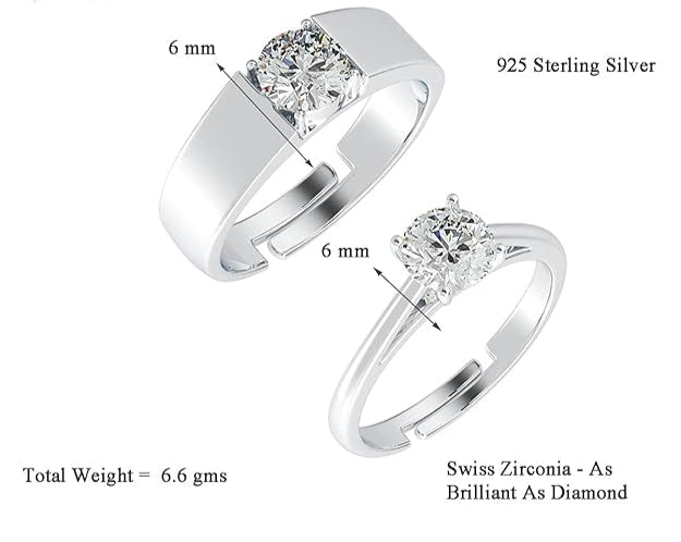 925 Sterling Silver Luca Adjustable Couple Band, Promise Rings for Lovers | Gift for Men and Women