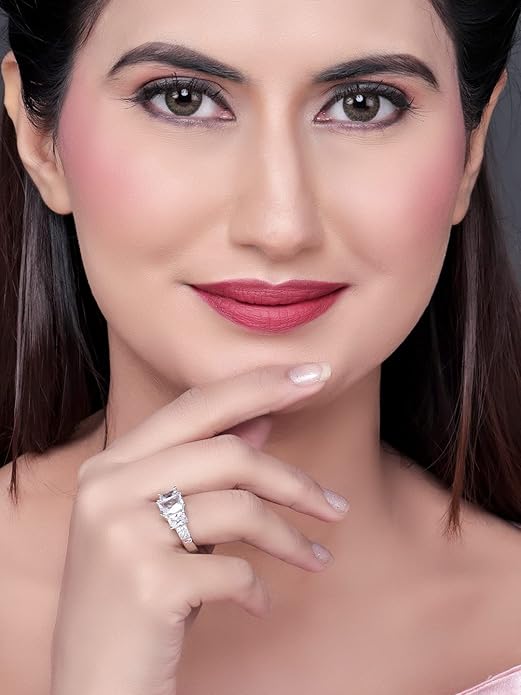 925 Sterling Silver Cubic Zirconia Finger Ring For Women And Girls | with Authenticity Certificate, 925 Stamp