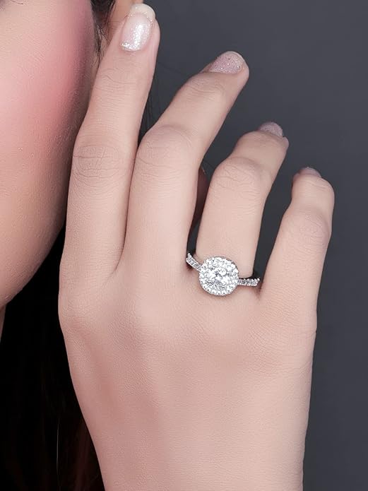 925 Sterling Silver Cubic Zirconia Finger Ring For Women And Girls