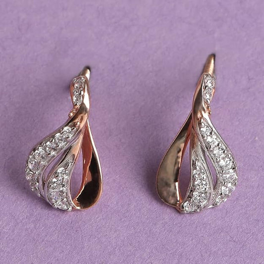 925 Sterling Silver Earring | Rose Gold Rhodium Plated, Swiss Zirconia | Gift for Women & Girls