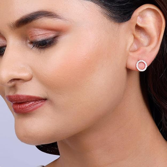 25 Silver Rose Gold Plated Connected for Life Earrings| studs to Gift Women & Girls
