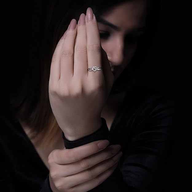 925 Sterling Silver Heart-Cut Diamond Solitaire Ring