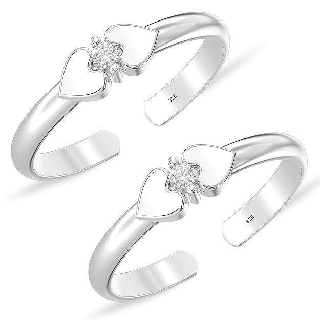 925 Sterling Silver CZ Toe Rings for Women | BIS Hallmarked Cubic Zirconia Classic Fancy Toe Ring