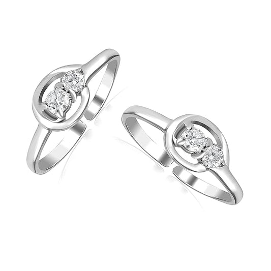 925 Sterling Silver BIS Hallmarked Cubic Zirconia Classic Toe Ring for Women