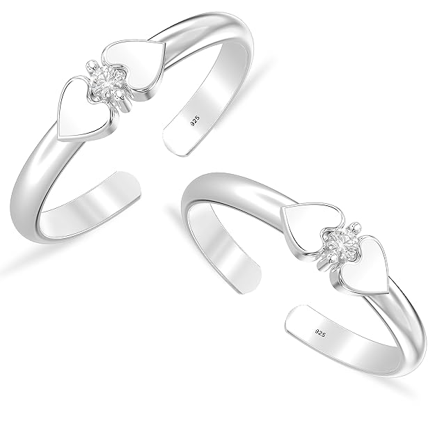 925 Sterling Silver CZ Toe Rings for Women | BIS Hallmarked Cubic Zirconia Classic Fancy Toe Ring