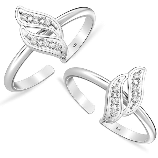 925 Sterling Silver CZ Toe Rings for Women | BIS Hallmarked Cubic Zirconia Classic Fancy Toe Ring