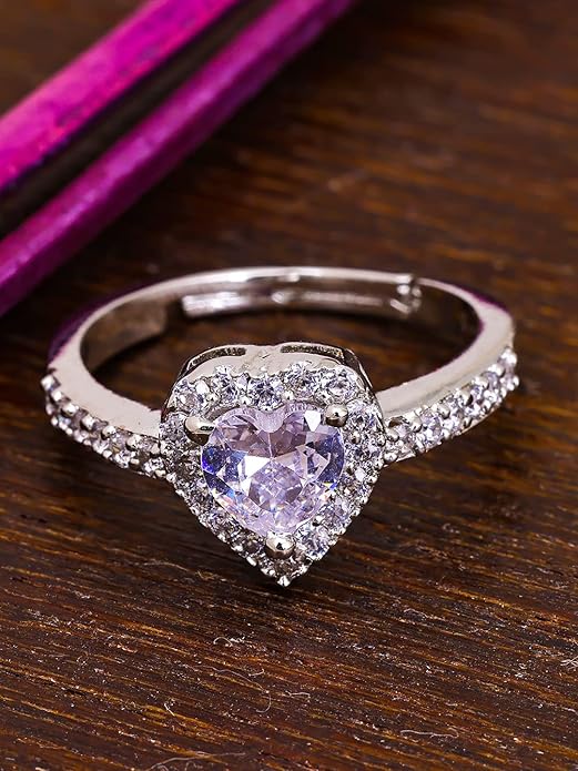 925 Sterling Silver Valentine Day Gift Cubic Zirconia Finger Ring For Women And Girls| With Authenticity Certificate, 925 Stamp