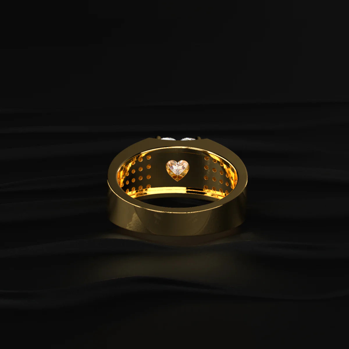 Heart Shape Solitaire With Grain Setting Ring For Male | Gold Heart-Shaped Statement Ring
