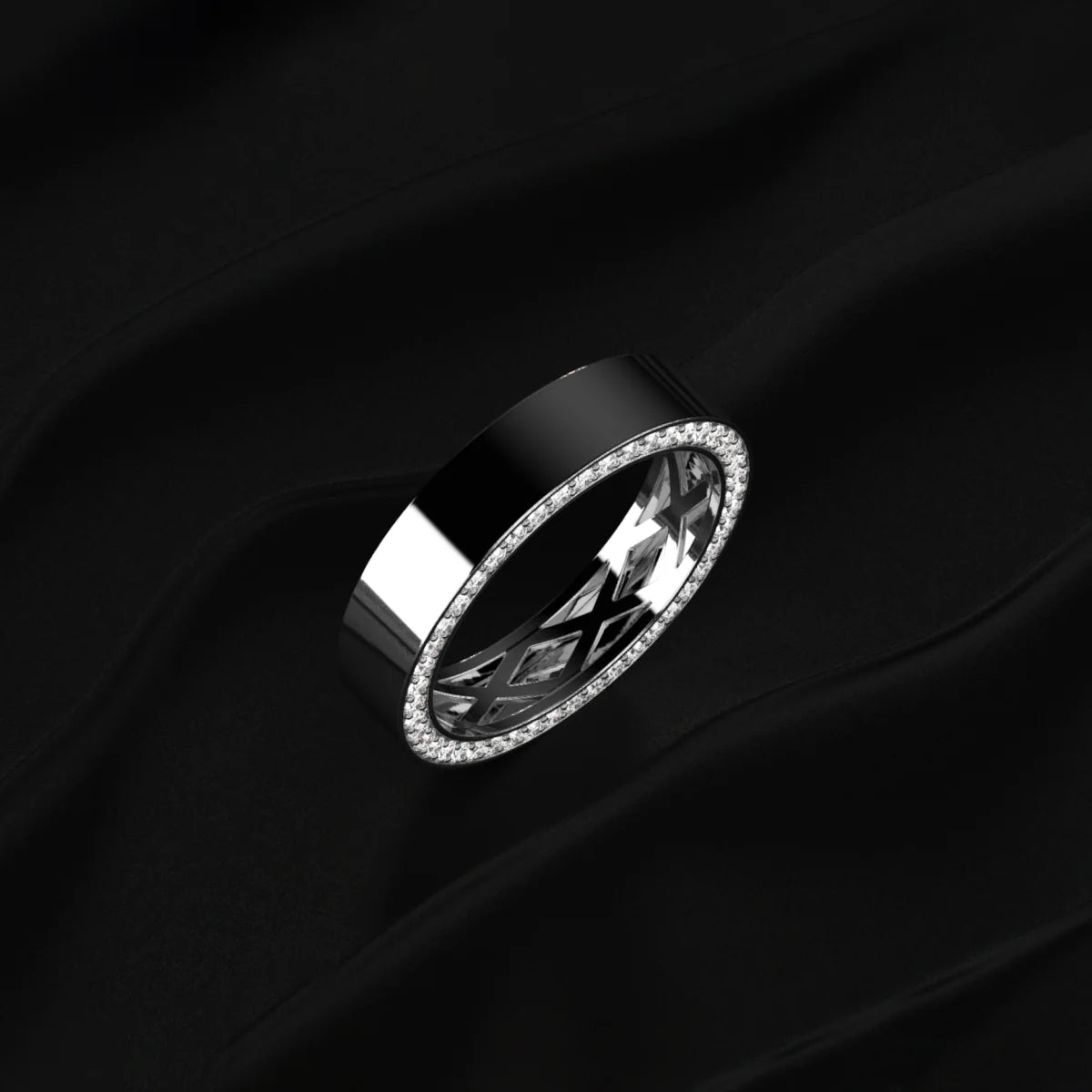 Mens Hidden Diamond Wedding Band | Men’s 925 Sterling Silver Eternity Band | Gift for Men & Boys