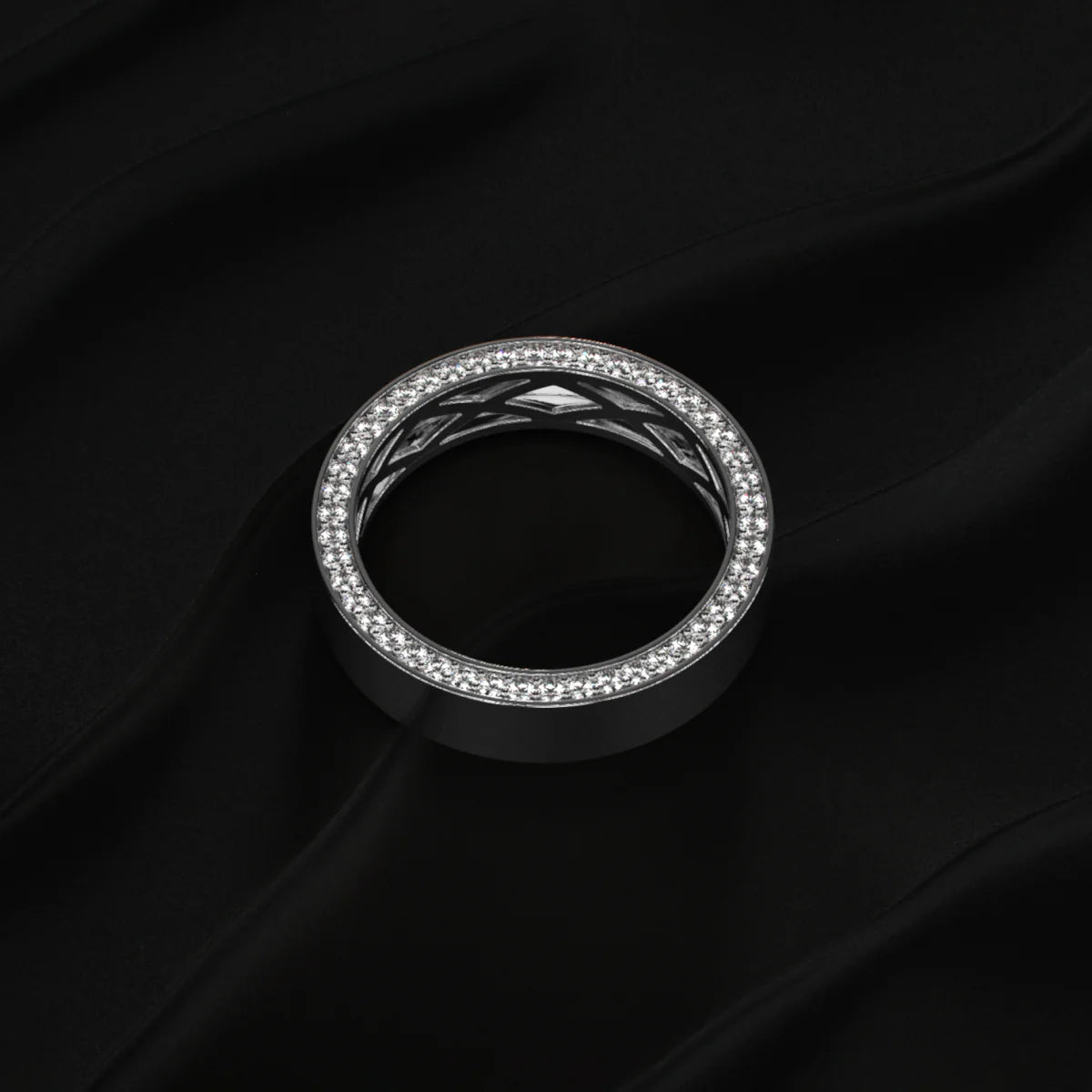 Mens Hidden Diamond Wedding Band | Men’s 925 Sterling Silver Eternity Band | Gift for Men & Boys