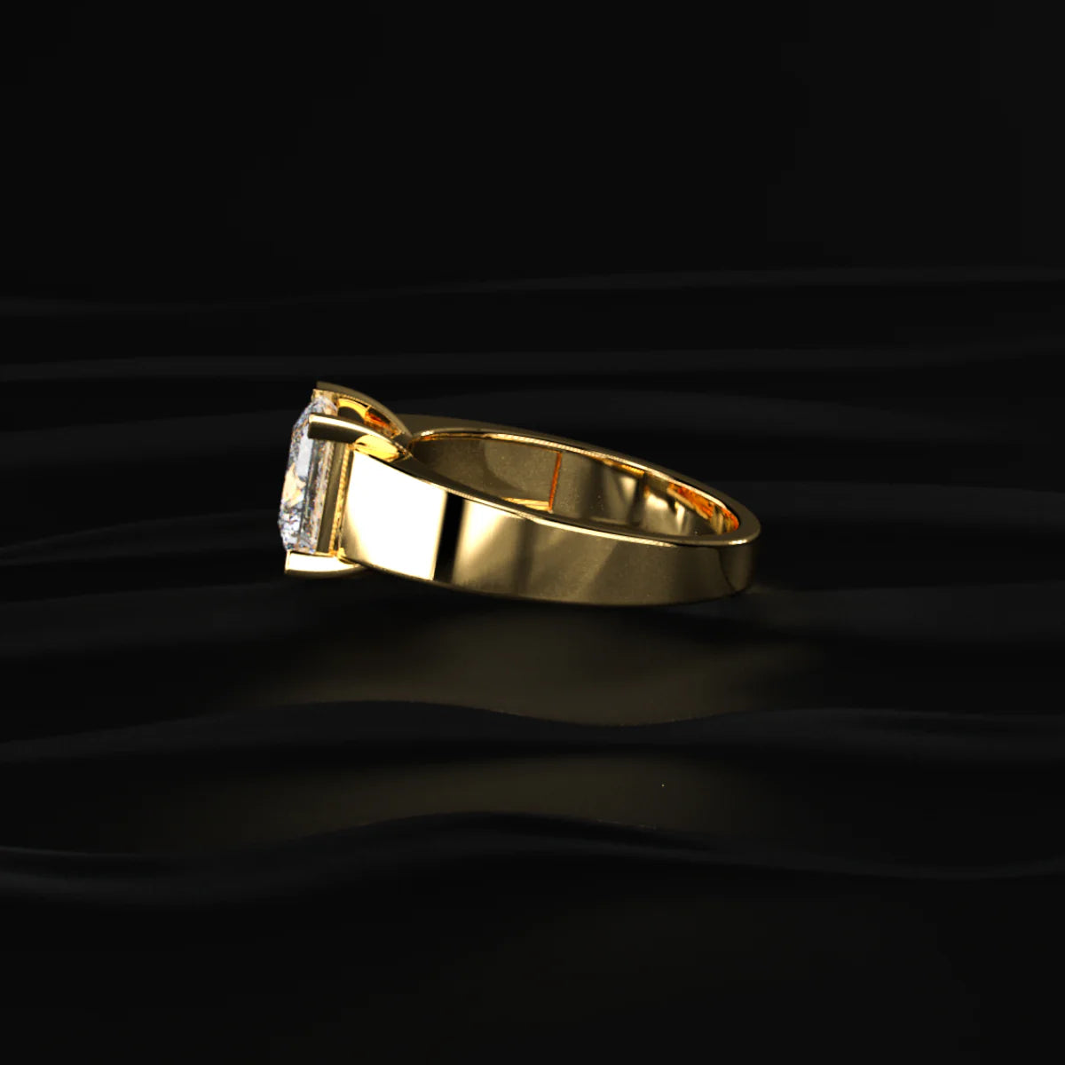 Princess Solitaire Engagement Ring For Men | Men’s Princess-Cut Gold Solitaire Ring | Gift for Men & Boys