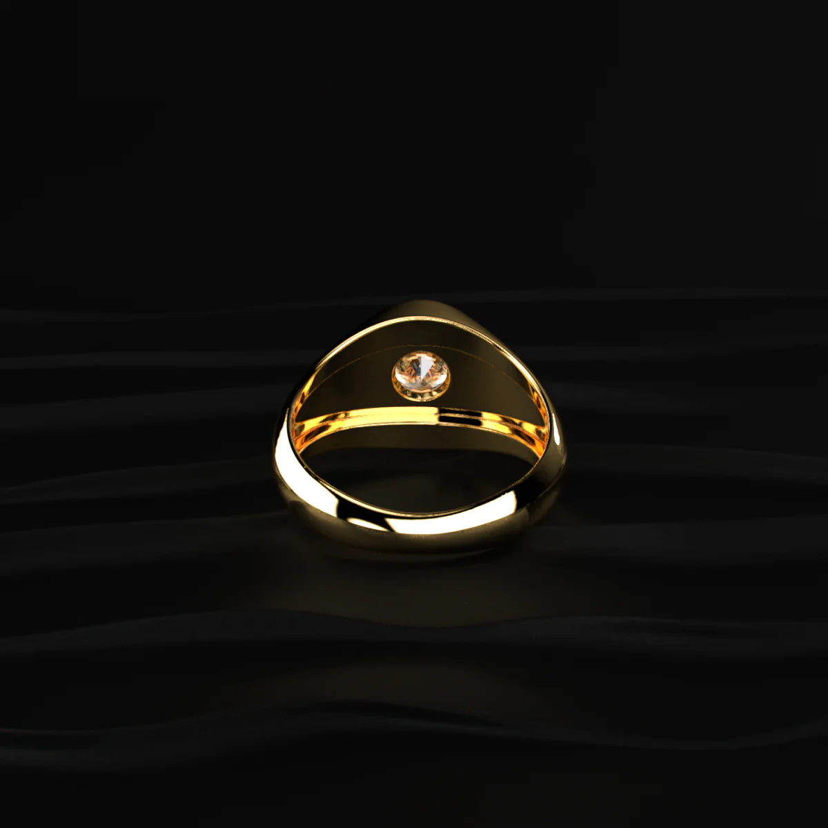 Classic Round Solitaire Flush Setting Ring For Men | Men’s Bezel-Set Solitaire Ring in Gold | Gift for Men & Boys