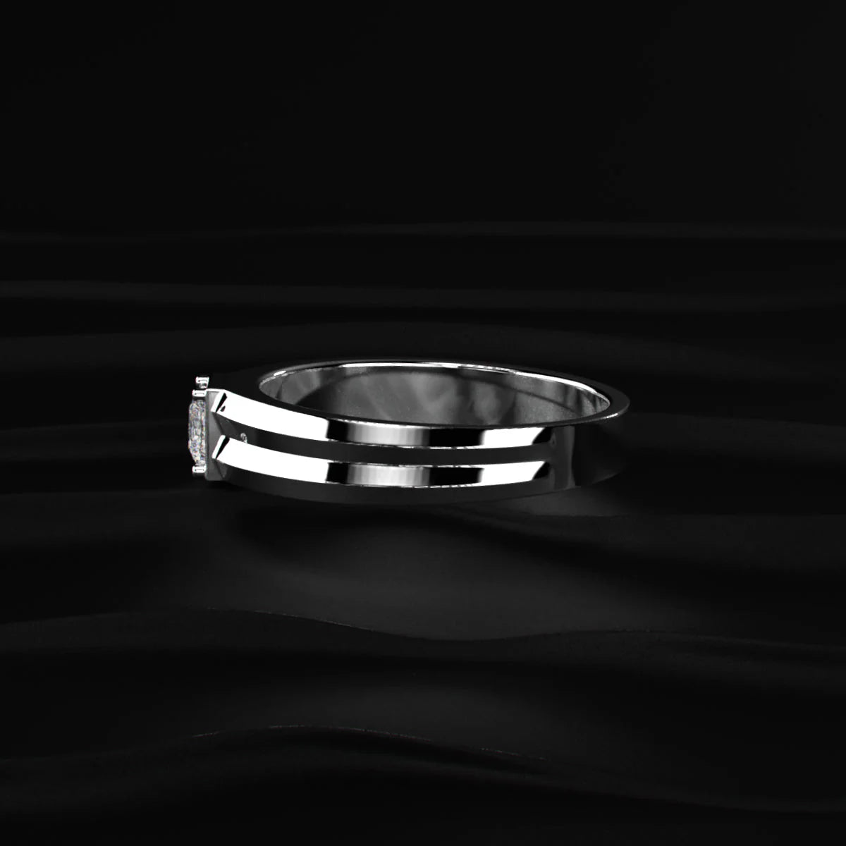 0.50 Ct Princess Men's Diamond Ring | Princess-Cut Solitaire Ring with Dual Band Design