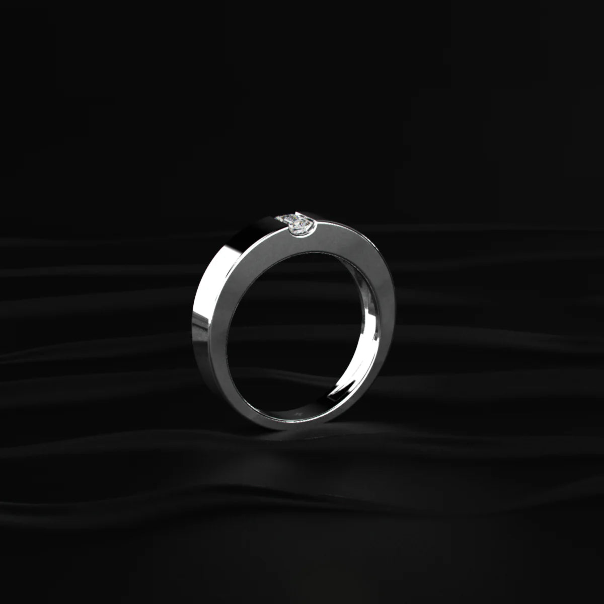 Emerald Cut Diamond Men’s Wedding Band |  Minimalist Silver Emerald-Cut Solitaire Men’s Ring