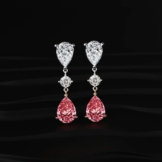 Sakura Pear shaped Pink Diamond Drop Earrings | Gifts for Women and Girls