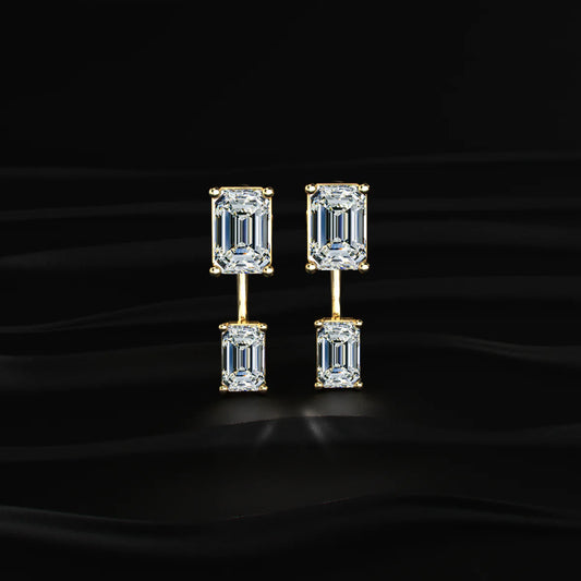 2 in 1 Dual Emerald Solitaire Stud & Ear Jacket | Gifts for Women and Girls