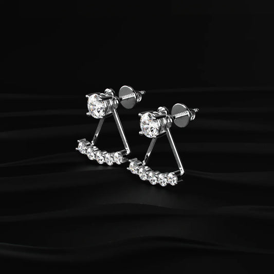 2 in 1 Round Diamond Ear Jacket Earring | Gifts for Women and Girls